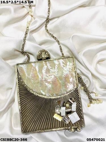 Bridal Handcrafted Brass Mother of Pearl Clutch Bag 