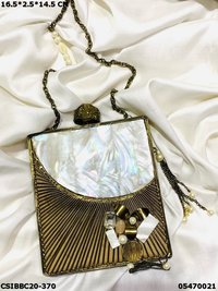 Bridal Handcrafted Brass Mother of Pearl Clutch Bag