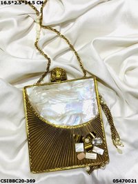 Bridal Handcrafted Brass Mother of Pearl Clutch Bag
