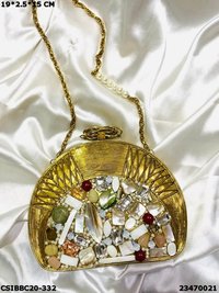 Brass MOP Designer Evening Clutch Bag