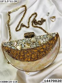Designer Handmade Brass MOP Clutch Bag