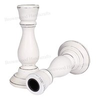Hand-carved Wooden Candle Holder - Set Of 2 , White Antique Finish, Handmade Indian Artistry For Home Decoration And Gifting
