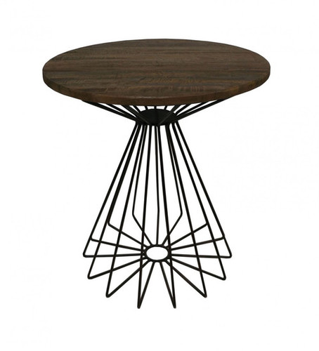 Industrial Wire Base Wooden Top Bistro Table