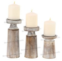 Wooden Candle Holder Set of 3