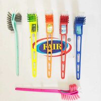 Fair Double Hockey Toilet Brush - Thick Nylon Bristles, Multi Color | Flexible Cleaning, Double-sided Design, Suitable For Indian Toilets