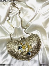 Designer Brass MOP Ladies Clutch Bag