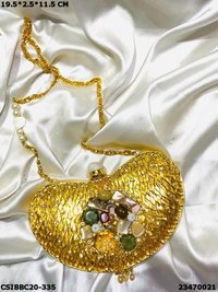 Designer Brass MOP Ladies Clutch Bag