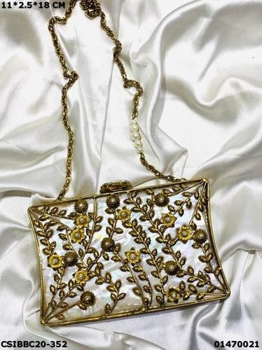 Bridal Handmade Designer Brass MOP Clutch Bag