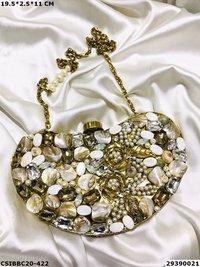 Handmade Designer Brass Mother of Pearl Ladies Clutch Bag