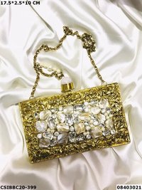 Designer Shell Brass MOP Clutch Bag