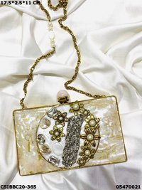 Mother of Pearl Brass Clutch Bag