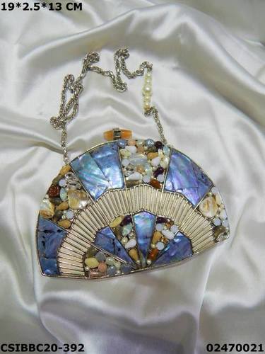 Mother of Pearl Bridal Brass Clutch Bag