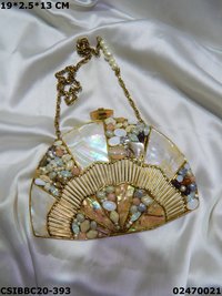Mother of Pearl Bridal Brass Clutch Bag