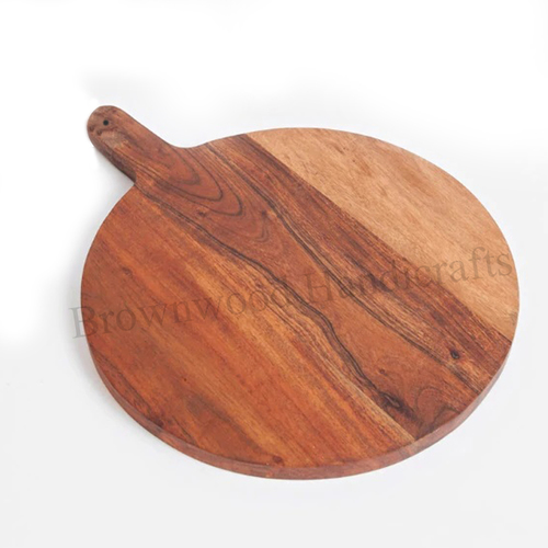 Hand-Carved Wooden Chopping Board - 18x12 Inches, Natural Mango Wood with Polished Finish, Folk Art Style