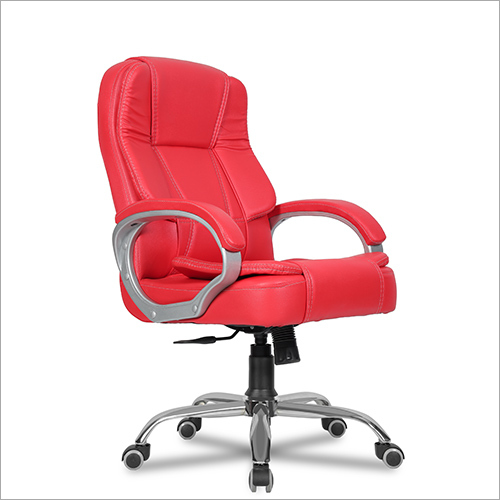 Plain Red Mid Back Leatherette Office Chair