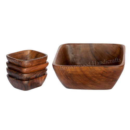 Polished Wooden Serving Bowl Set Of 4