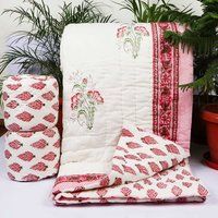 HAND BLOCK PRINTED COTTON QUILT HANDMADE PRINTED WINTER QUILT