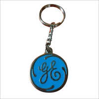 Different Available Round Printed Brass Key Chain
