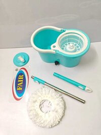 Plastic Mop Bucket - Plastic, 360-degree Spinning Head, Assorted Colors | Hands-free Mop Remover, Machine-washable Microfiber Mop Head