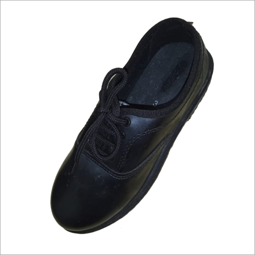 Leather Boys Black School Shoes