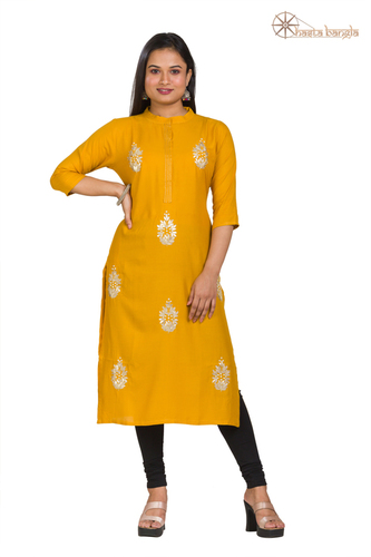 Gota Patti & Moti Hand Embroidery Cotton Kurti