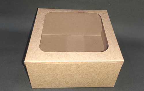 Square Cake Box With Window Kraft 500 Gms