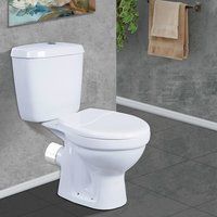 Italian P Type Water Closet - Zirconium Ceramic, L 660 X W 380 X H 760 Mm, White | Soft Seat Cover, Dual Flushing Mechanism, Compact Floor Mounted Design