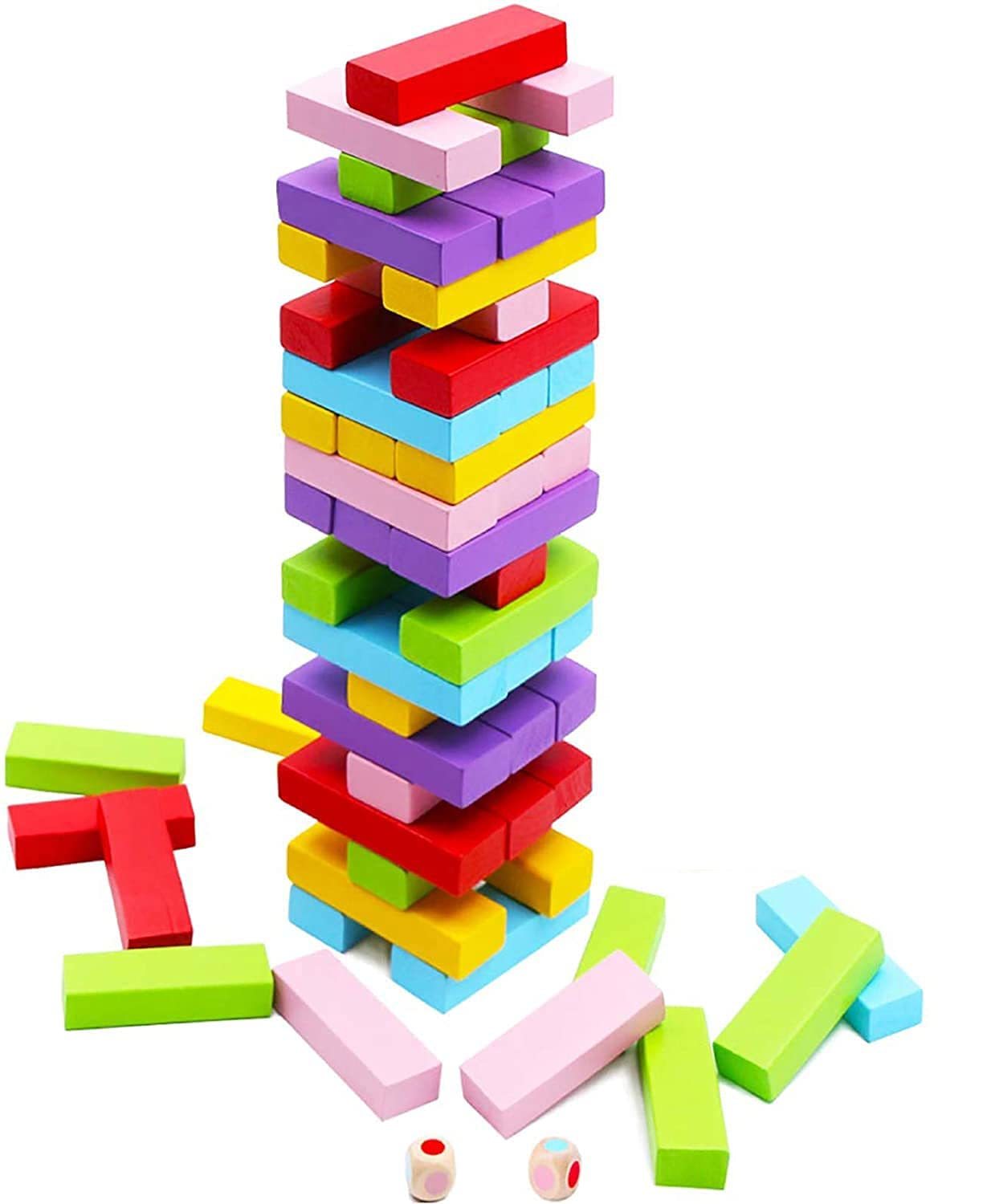 Wooden Color Jenga Game