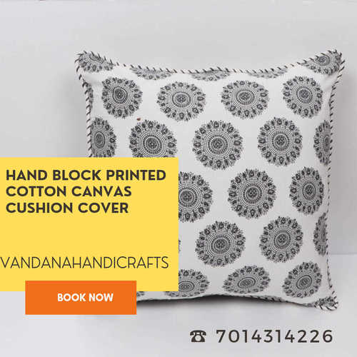 Multi Hand Block Printed Cotton Canvas Cushion Covers