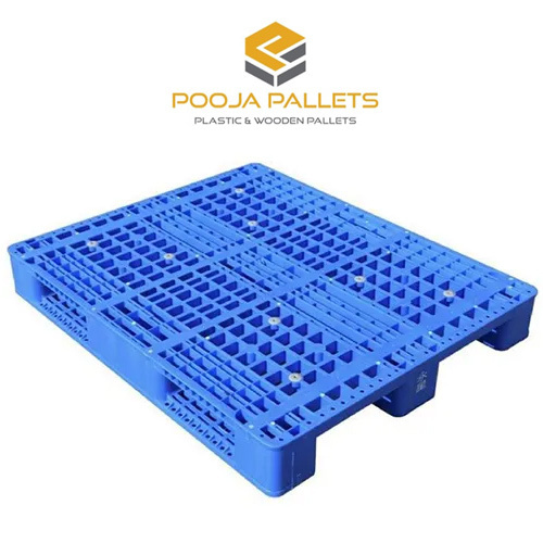 Blue HDPE Plastic Pallet - High-Density Virgin Material, 4-Way Entry Design, Efficient Stackability, Maintenance Free