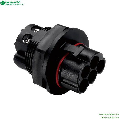 IP68 Waterproof 5P Solar AC Connectors IP68 Waterproof PV Cable Panel 50A 500V AC Wire Coupler