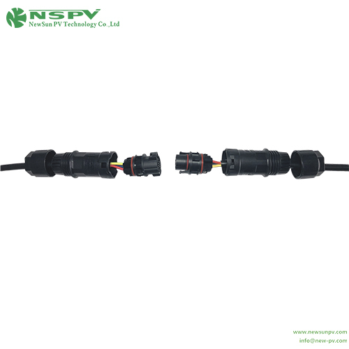 Solar AC Connectors 3P IP68 Waterproof With TUV Certificate Cable Female To Cable Male Type For Hybrid Inverter