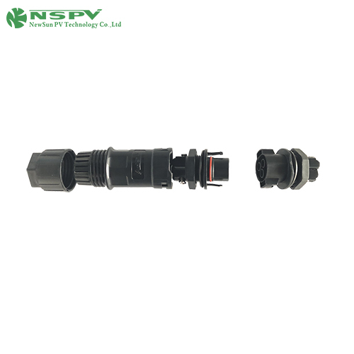 3P Solar Ac Inverter Connectors Ip68 Waterproof Cable Male To Panel Female Type With Tuv Certificate - Color: Black