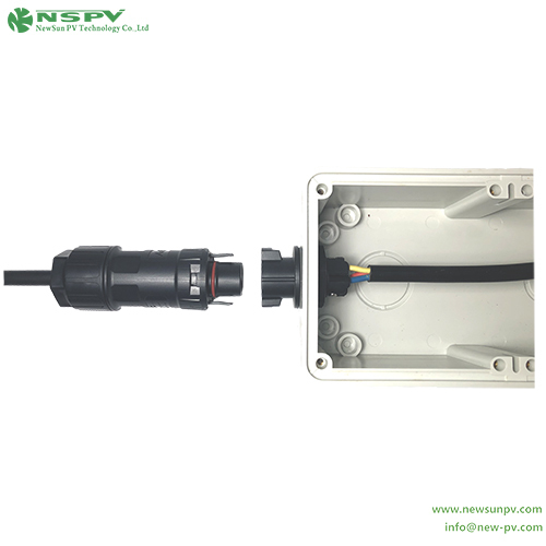 3P Solar AC Inverter Connectors IP68 Waterproof Cable Male To Panel Female Type With TUV Certificate