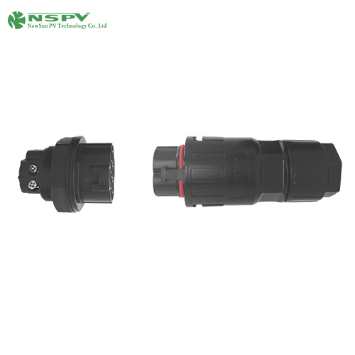 5P Solar Inverter Ac Connectors Ip68 Waterproof With Tuv Certificate Cable Male To Panel Female Type - Color: Black