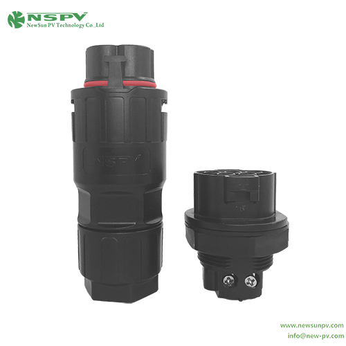 5P Solar Inverter AC Connectors IP68 Waterproof With TUV Certificate Cable Male To Panel Female Type