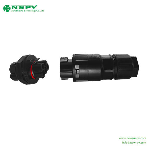 Black Tuv Certified Solar Ac Connector 5P Ip68 Waterproof Cable Female To Panel Male Type For Inverter