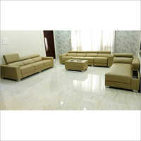 Green Pure Leather Sofa Set - Indian Style Design, Luxurious Comfort For Living Room