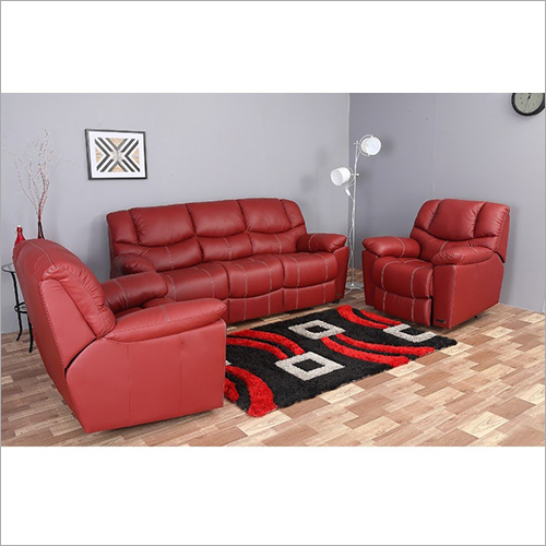 Plain Red Leather Sofa Set