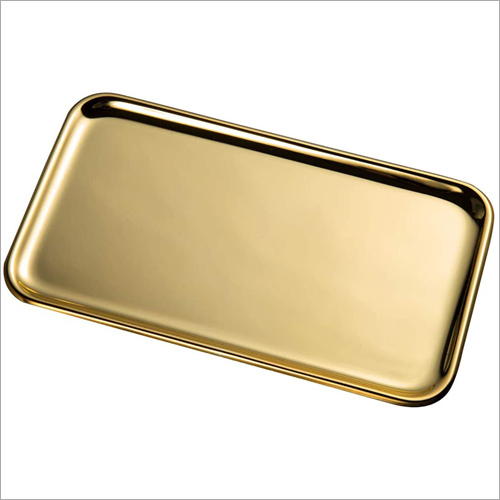 Metal Golden Color Polished Serving Tray