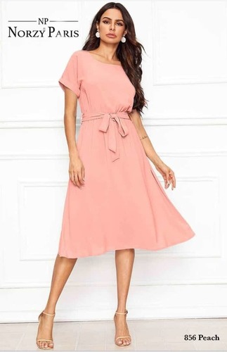 Norzy Paris Ladies Round Neck Half Sleeves Western Dress