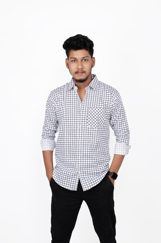 Indian 100% Cotton Men'S Slim-Fit Full-Sleeve White Shirt