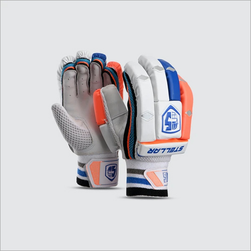 White And Blue Orange Stellar Batting Gloves