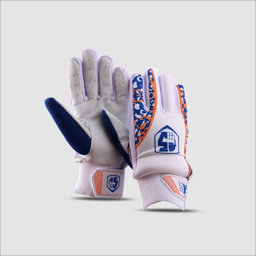 White And Blue Orange Wicket Keeping Gloves