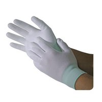 Esd Pu Palm Coated Gloves - Size S/m/l/xl, Color White | Plain Pattern, Full Fingered Design For Electrical Protection