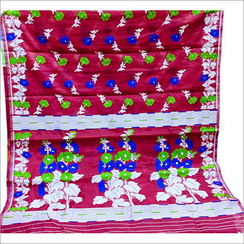 Ladies Handloom Printed Jamdani Saree