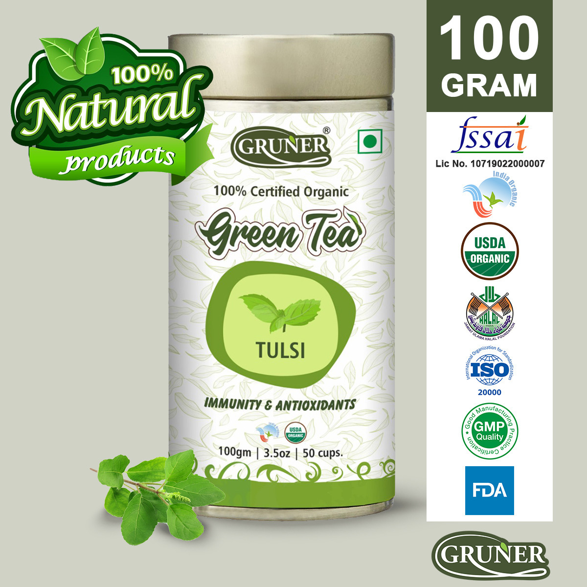100g Tulsi Organic Immunity And Antioxidants Green Tea