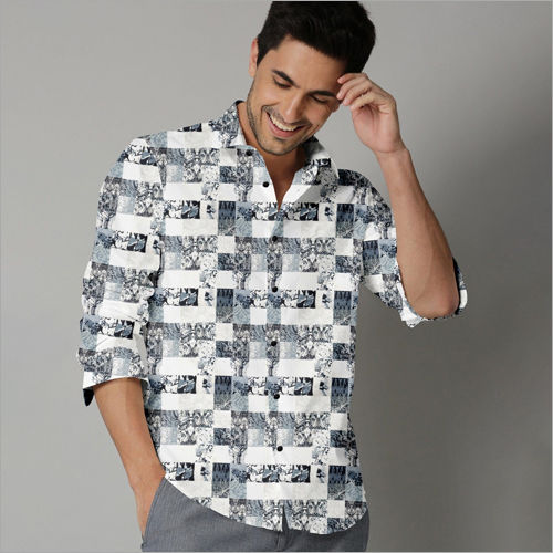 Washable Mens Regular Fit Printed Shirts