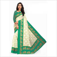 Seoras blancas y algodn verde Saree