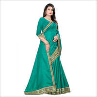 Ladies Cyan Green Silk saree